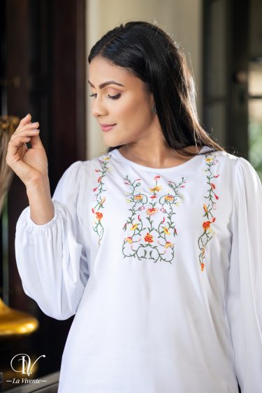 Embroidered long sleeve top