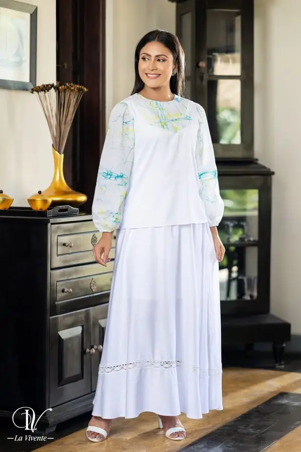 Batik patch detailed blouse - Image 5