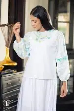 Batik patch detailed blouse - Image 4