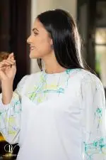 Batik patch detailed blouse