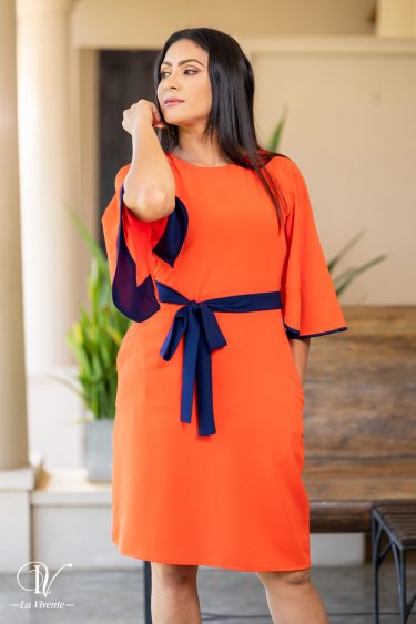 Contrast Sleeve Detailed Short Dress