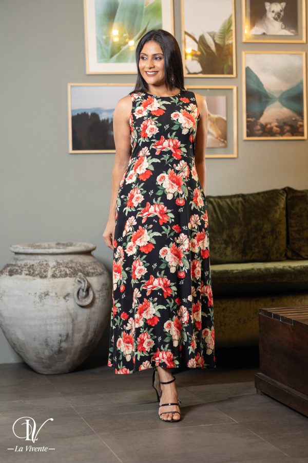 Floral Patterned Sleeveless Maxi Dress - Image 2