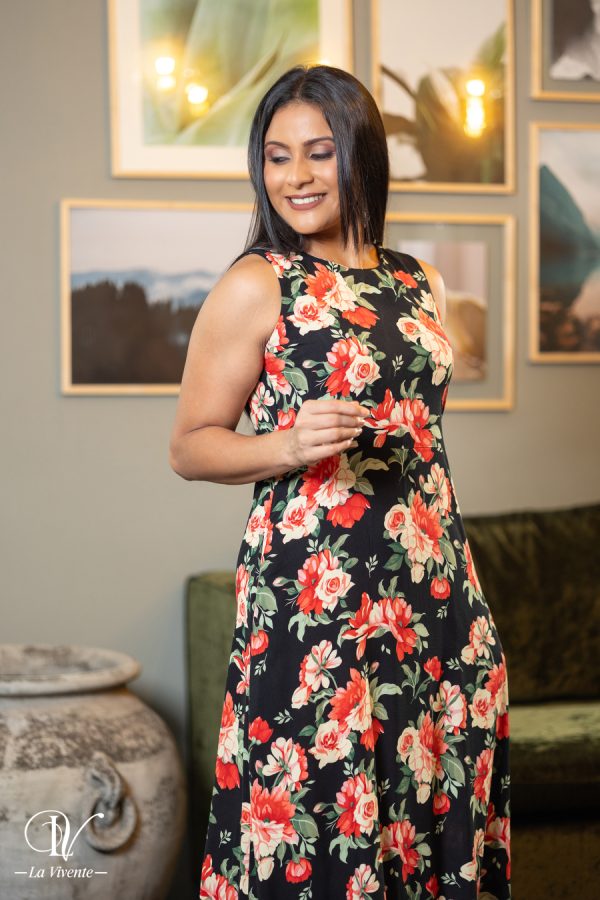 Floral Patterned Sleeveless Maxi Dress - Image 4