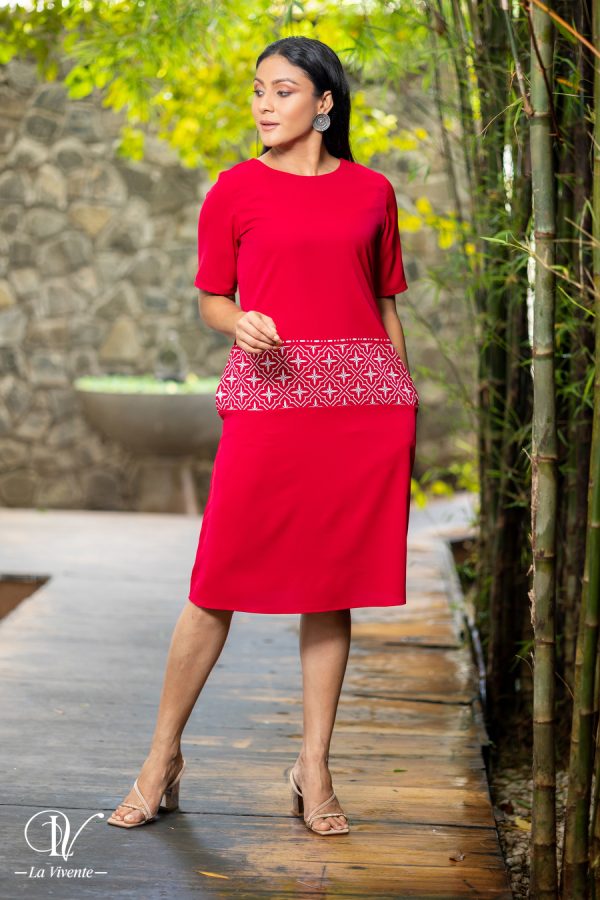 Silver Geometric Printed Round Neck Short Dress - Image 5
