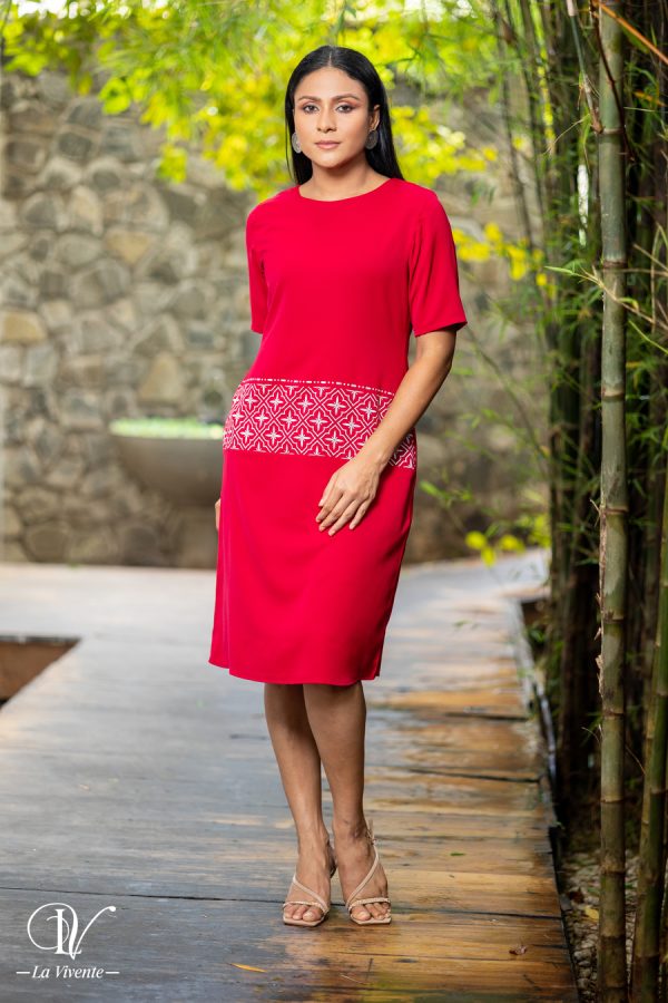 Silver Geometric Printed Round Neck Short Dress - Image 2