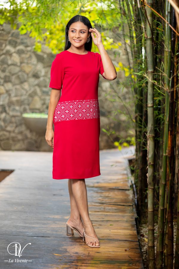 Silver Geometric Printed Round Neck Short Dress - Image 4