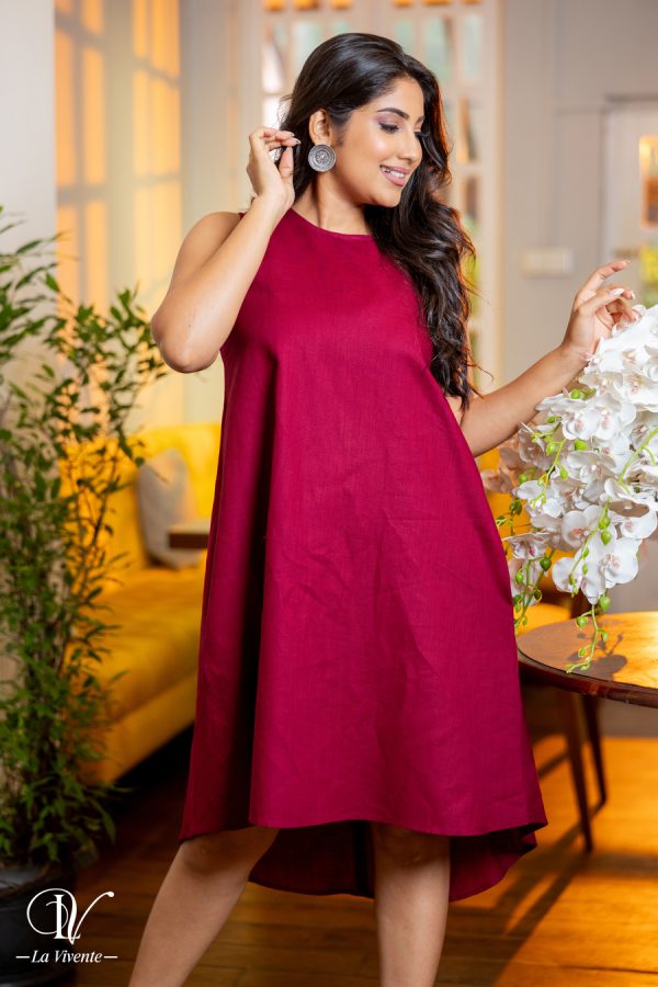 Sleeveless High-Low Flared Dress - Image 3