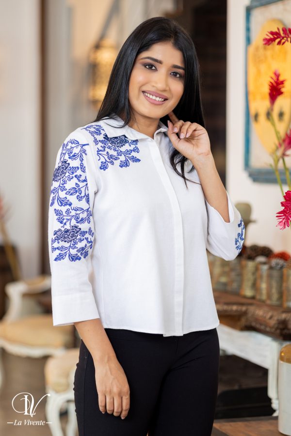 Floral Embroidered Shirt Blouse - Image 2
