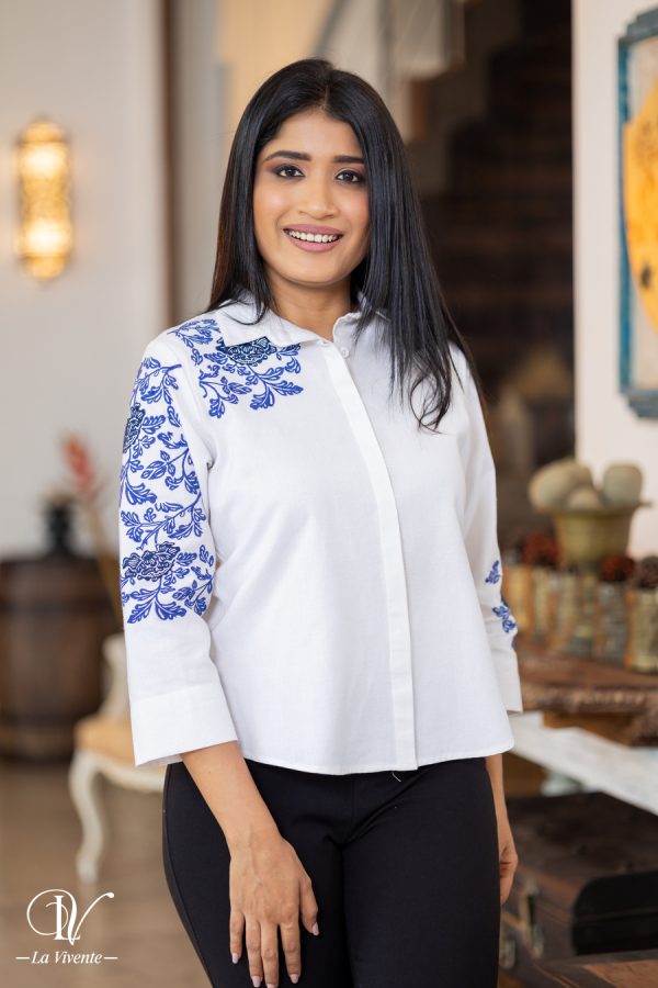 Floral Embroidered Shirt Blouse