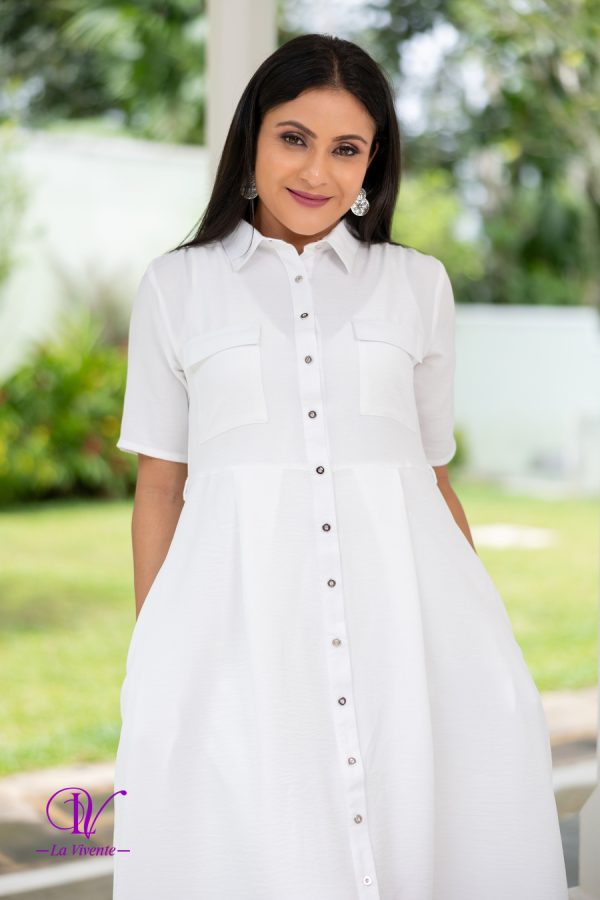 Button up Shirt Collared Short Sleeved Maxi Dress - Image 5