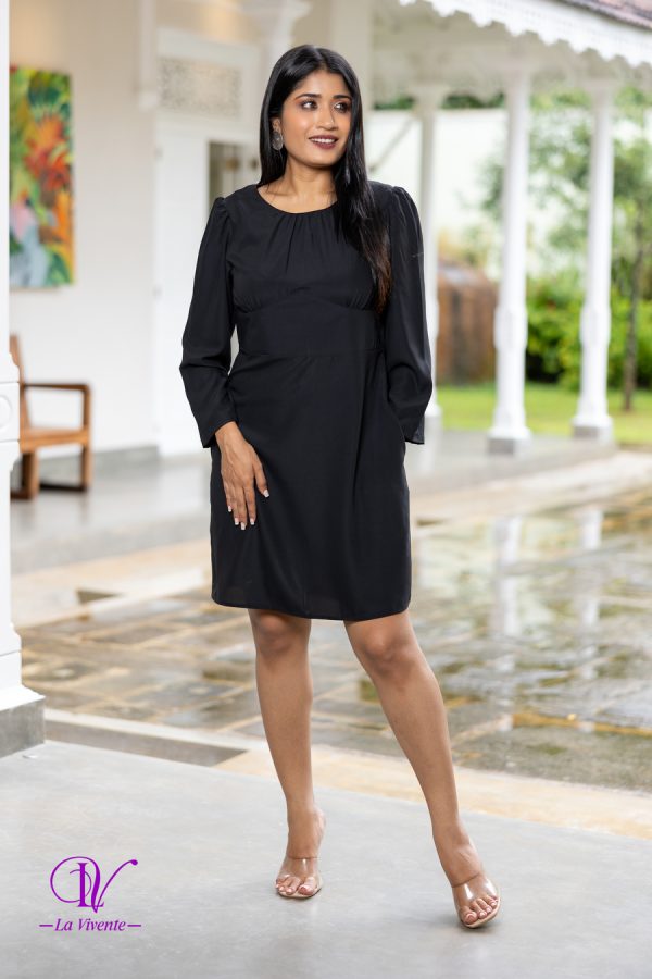 Gathered Neck Empireline Mini Dress