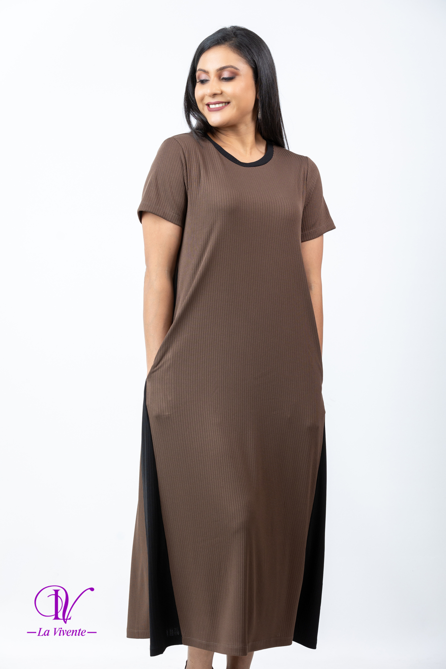 Two-toned Comfy-fit T-shirt Maxi Dress - Image 3