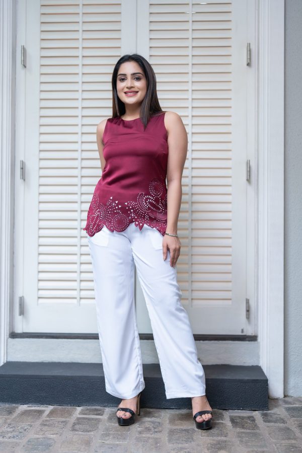 Geometric Lasercut Sleeveless Top - Image 4