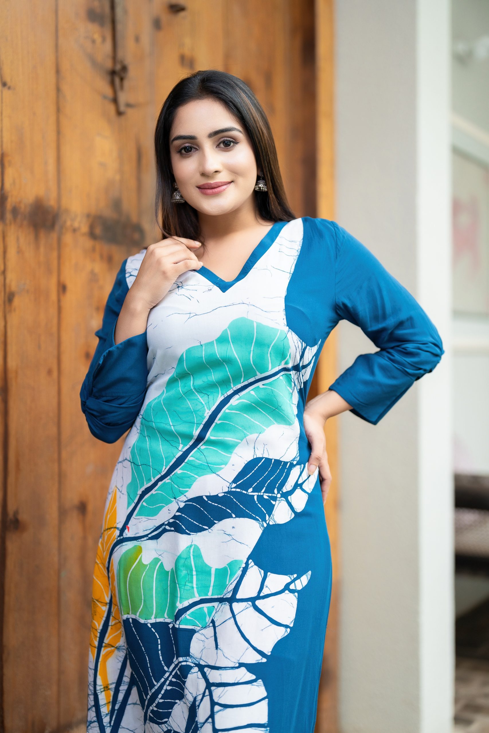 ワンピース MexiPa \"Lamb Deep Vneck Maxi Parker\" African Print High Neck Deep V Long-Sleeved Maxi Dress