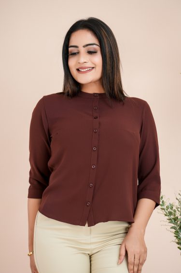 Chinese Collared Button Up Shirt Top