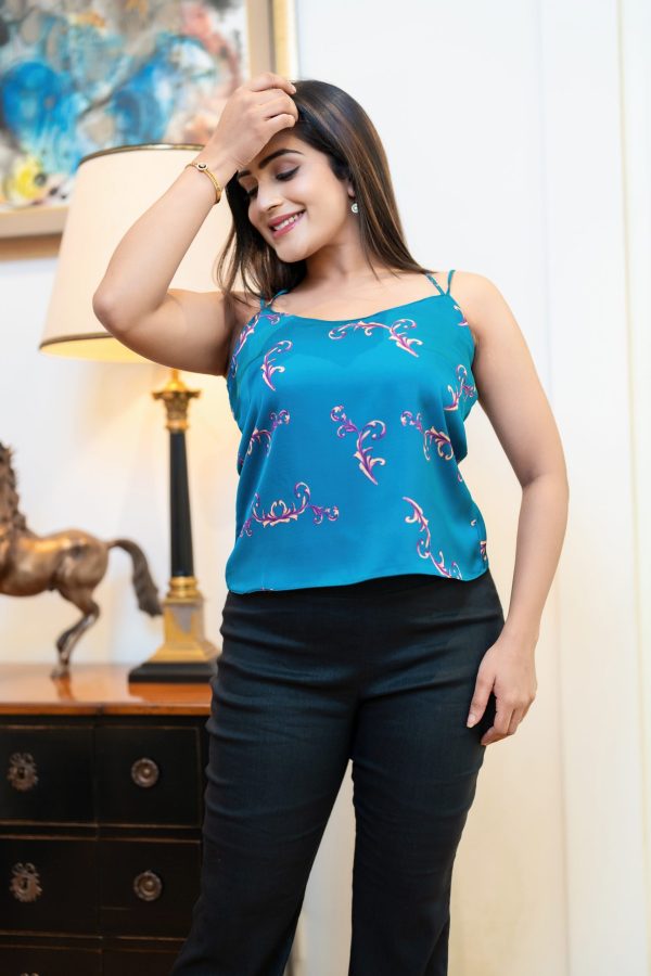 Baroque Patterned Double Strap Detailed Cami Top - Image 3