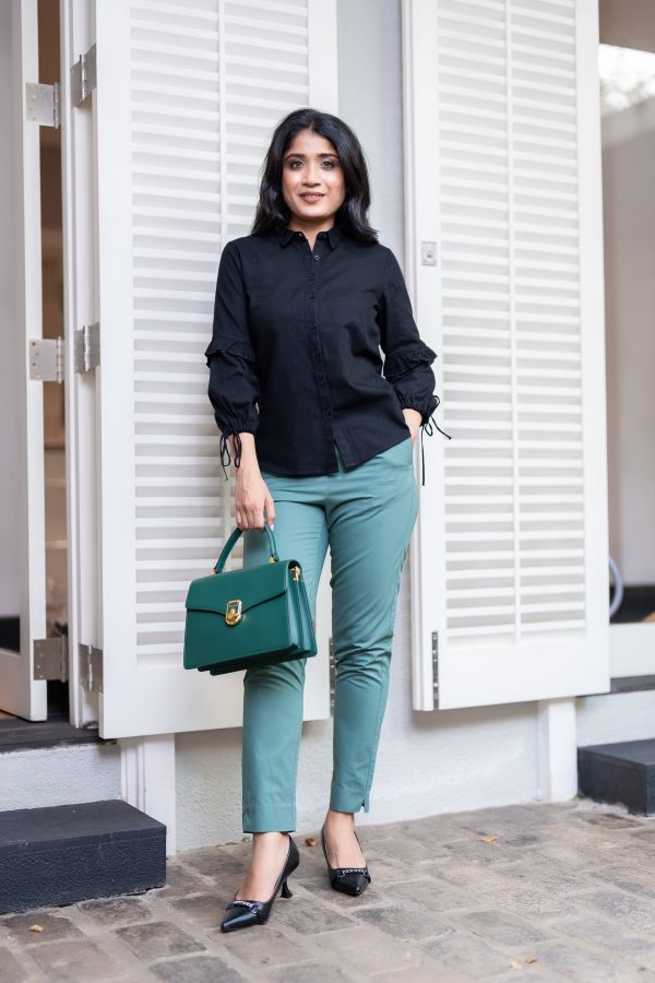 Sleeve Tie-Up Detailed Button Up Shirt Blouse - Image 4