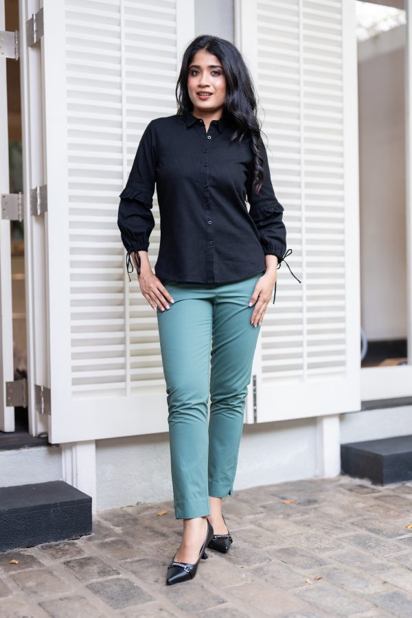 Sleeve Tie-Up Detailed Button Up Shirt Blouse - Image 3