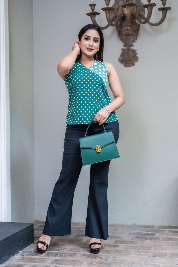 Contrast Polk Dot Sleeveless Top - Image 3