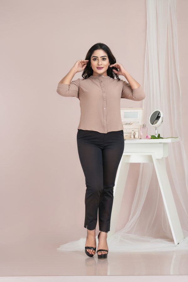 Chinese Collared Button Up Shirt Blouse - Image 4