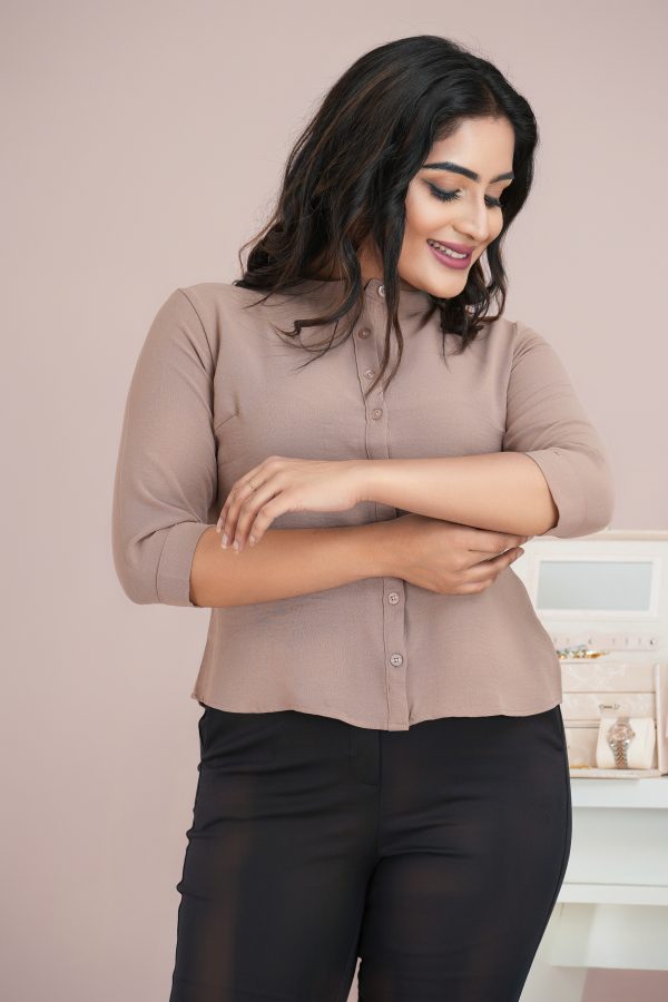 Chinese Collared Button Up Shirt Blouse