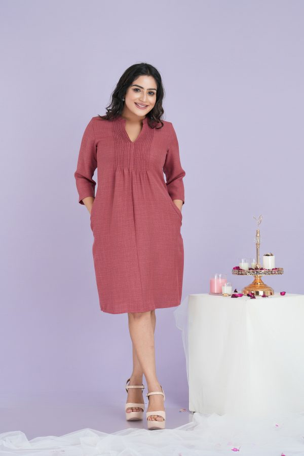 Pintuck Detailed Shirt Collared Short Dress - Image 3