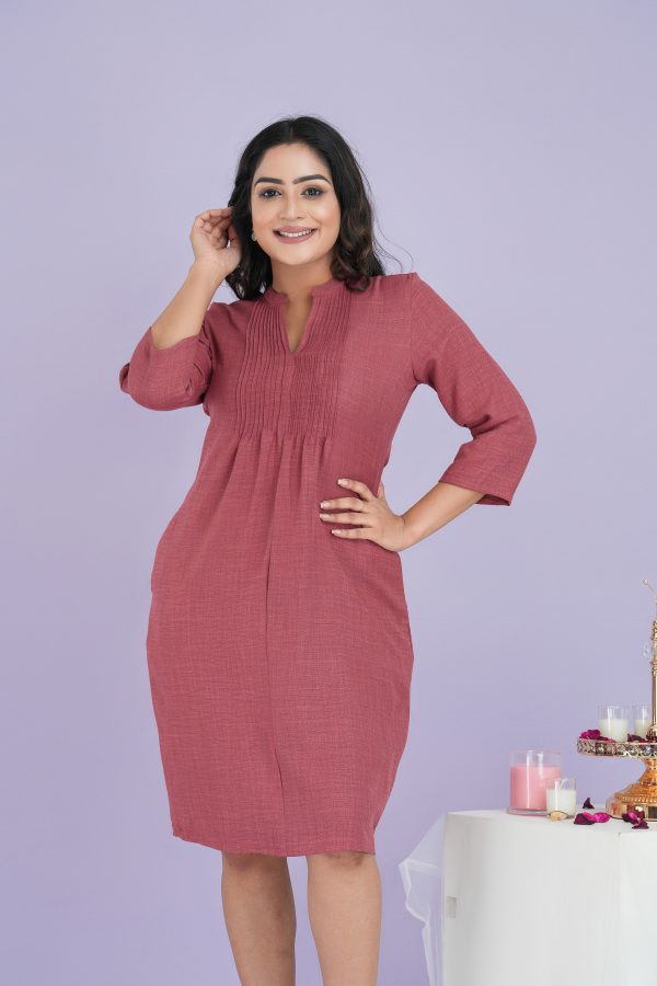 Pintuck Detailed Shirt Collared Short Dress - Image 2