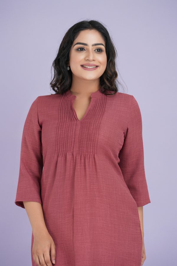 Pintuck Detailed Shirt Collared Short Dress