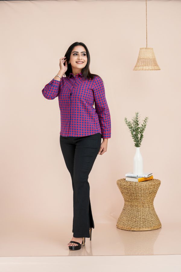 Gingham Patterned Shirt Blouse - Image 4