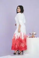 Floral Patterned Pleated Sleeve Detailed Maxi Dress - Image 2
