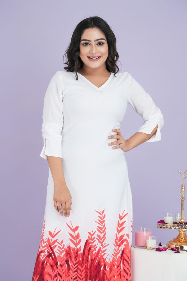 Floral Patterned Pleated Sleeve Detailed Maxi Dress