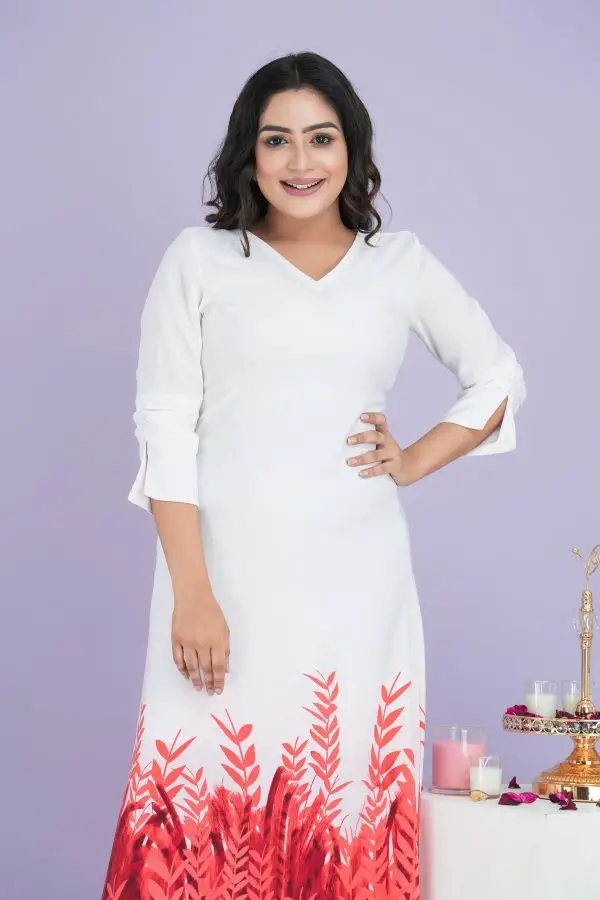 Floral Patterned Pleated Sleeve Detailed Maxi Dress