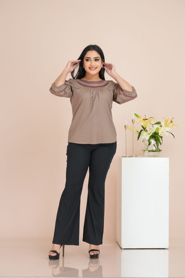Yoke & Sleeve Embroidered Blouse Top - Image 3