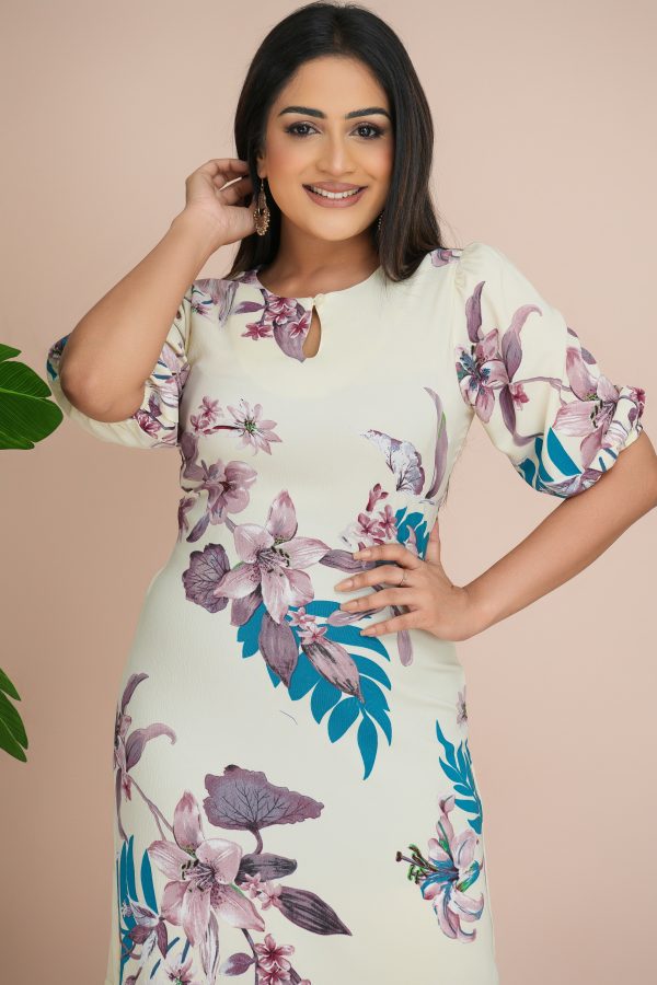 Floral Patterned Pleat Detailed Mermaid Maxi Dress - Image 4