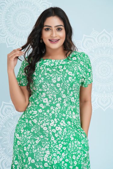 Floral Patterned Front Slit Detailed Maxi Dress