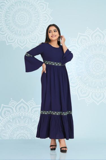 Geometric embroidered tiered maxi dress