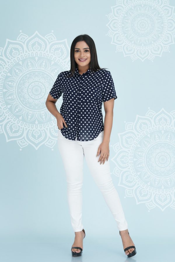 Polka Dot Button Up Short Sleeved Shirt - Image 4