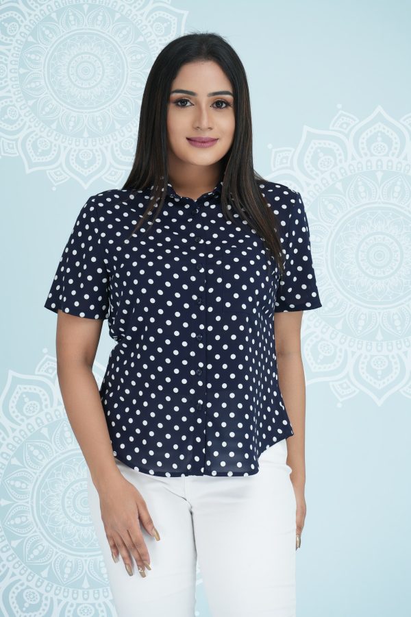 Polka Dot Button Up Short Sleeved Shirt - Image 3