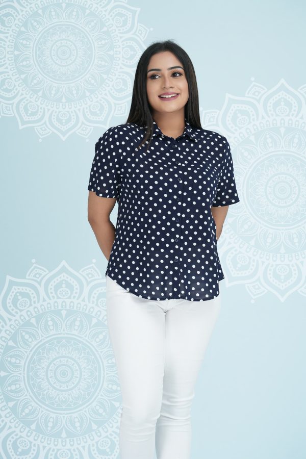 Polka Dot Button Up Short Sleeved Shirt - Image 2