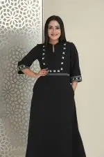 Geometric embroidered notch necked maxi dress - Image 3