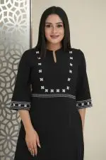 Geometric embroidered notch necked maxi dress - Image 4