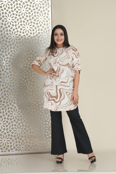 Marble patterned chinese collared kurta