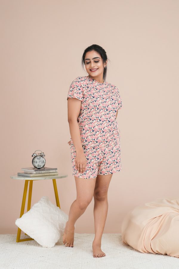Floral Patterned T-shirt & Short Pyjama Set - Image 4