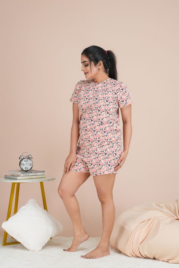 Floral Patterned T-shirt & Short Pyjama Set - Image 3