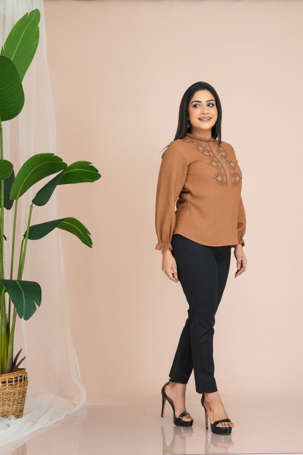 Embroidered Long Sleeved Blouse Top - Image 3