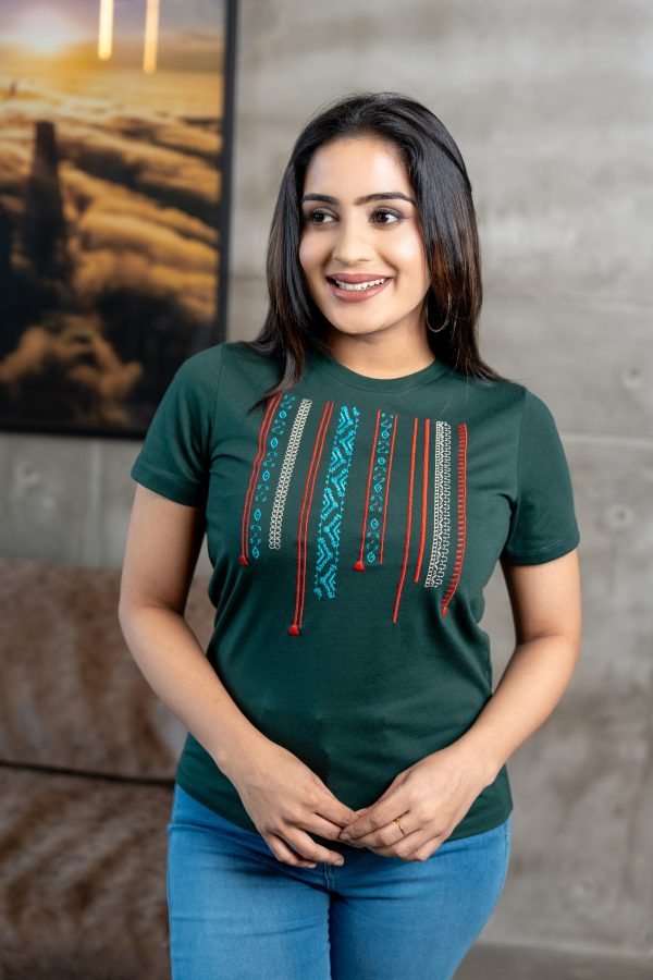 Geometric Embroidered Regular-Fit T-Shirt