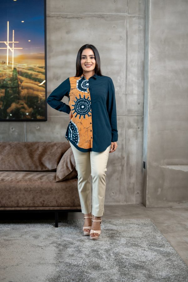 Two-Tone Button Up Batik Shirt - Image 5