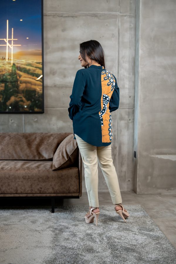 Two-Tone Button Up Batik Shirt - Image 3