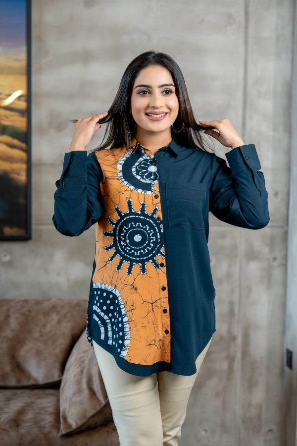 Two-Tone Button Up Batik Shirt - Image 2