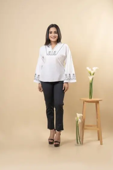Embroidered Maggie Sleeved Kaftan Top